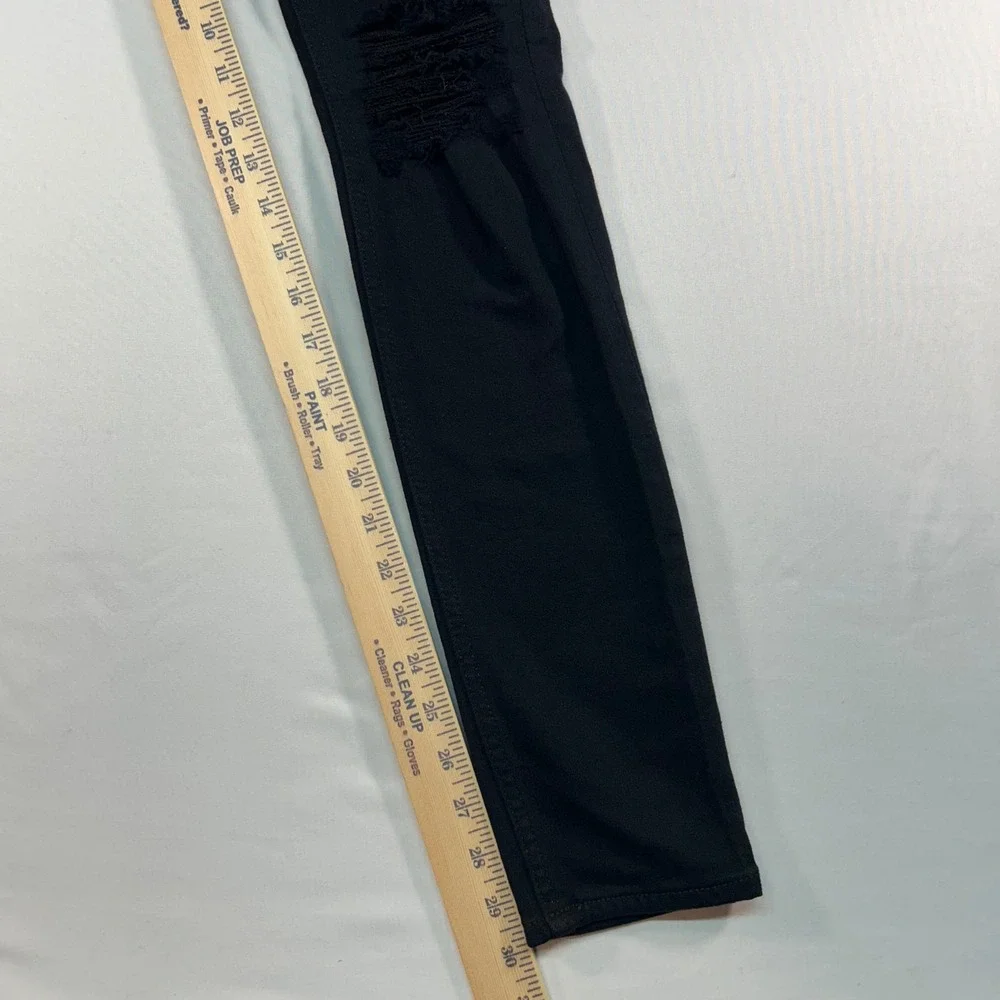Express Jeans Womens 4 Black Distressed Ripped‎ Knee Skinny Leg Denim Pants